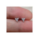 BY DİLEK ÇETİN ACCESSORY Çelik gümüş renk üç taşlı piercing