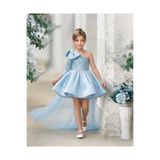 By Feyza Kids Collection Kız Çocuk Abiye Elbise Tül Kuyruk Çıkarılabilir Toka Dahil Fiyonklu Payetli