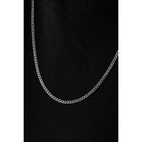 By Florya Jewelry Çelik İnce Gurmet Zincir Kolye Kararmaz 3 mm Unisex - Gümüş - 50 cm