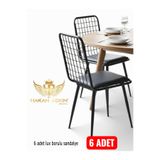 BY HAKAN AŞKIN Borulu Lux 6x Adet Tel sandalye Salon-Mutfak-Balkon-Çalışma Sandalyesi
