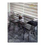 BY HAKAN AŞKIN Metal Ayaklı 60x90 Cm (TEK MASA) Black Marble Eclipse 2024 Mutfak - Balkon - Çalışma Masası