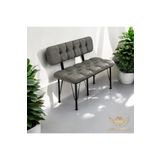 By Hakan Aşkın Metal Ayaklı Metal Alt Kasalı Keten Gri New 2024 Sırtlı Bench Bank