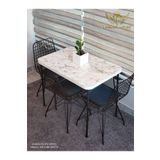 By Hakan Aşkın Siyah Metal Ayaklı 60X90 Cm Kalınlıklı (Tek Masa) White Marble Mutfak - Balkon - Çalışma Masası