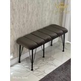 By Hakan Aşkın Siyah Metal Ayaklı Line Style 2024 Babyface Puf & Bench Koyu Füme