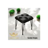 BY HAKAN AŞKIN Siyah Metal Ayaklı Novolux Vinylex Sunideri Puf Black 40x45 cm