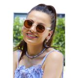 By Harmony BH 2180 01K Kadın Güneş Gözlüğü, Yuvarlak Çerçeve, Şeffaf, Kahverengi Cam