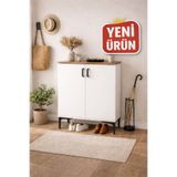 BY HS SE DESİNG MOBİLYA & TASARIM Venüs 2 Kapaklı Antre Hol Ayakkabılık Çok Amaçlı Dolap Atlantik Çam-Beyaz