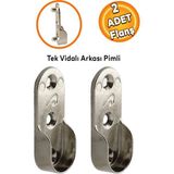 By-Ka Boru Askı Flanşı Oval Dolap İçi Borusu Sabitleme Kıyafet Elbise Askı Aparatı Krom 45 mm (2 Adet) - vidalı