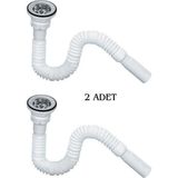 By-Ka Körüklü Lavabo Sifonu Lavabo Altı Hortumu Lavabo Gider Borusu 45-134 cm (2 Adet)