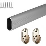 By-Ka Oval Alüminyum Dolap İçi Askı Borusu 2 Adet Flanş Vidaları - 120 Cm