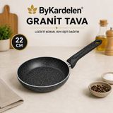 By Kardelen 22 Cm Granit Yağ Tavası | Yanmaz Yapışmaz Yüzey | Ergonomik Sap - Gri
