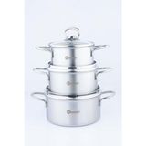 By Kardelen Inox Mini Tencere Seti 12-14-16 Derin Tencere Çelik Kaplama Üçlü Set