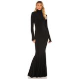 By Kul Design Kadın Balık Kuyruğu Balıkçı Yaka Ipek Jarse Maxi Elbise