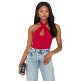 By Kul Design Kadın Göğüs Dekolte Yanı Büzgülü Ipek Jarse Bodysuit kırmızı-S