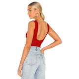 By Kul Design KADIN JARSE KAYIK YAKA SIRT DEKOLTE BODYSUİT KIRMIZI-S