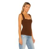 By Kul Design Kadın Kırmızı Kalın Askılı Jarse Bluz Kahverengi-XL