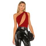 By Kul Design Kadın Kırmızı Ön Arka Dekolteli Jarse Bodysuit KIRMIZI-L