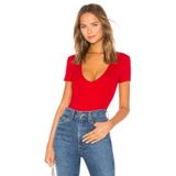 By Kul Design Kadın Kırmızı V Yaka Bodysuit kırmızı-M