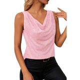 By Kul Design Kadın payet degaje yaka bluz Pembe-M