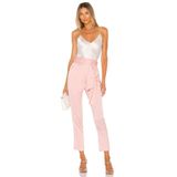 By Kul Design Kadın Pembe Saten Kuşak Detaylı Pantolon pembe-S