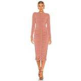 By Kul Design Kadın Pudra Büzgülü Ipek Jarse Elbise pudra-L