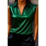 By Kul Design KADIN SATEN GÖMLEK YAKA SATEN BLUZ Yeşil-S