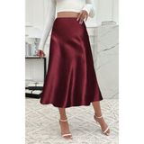 By Kul Design KADIN SATEN KİLOŞ ETEK Bordo-M