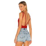 By Kul Design KADIN SIRT DEKOLTE ÇİFT KAT JARSE BODYSUİT KIRMIZI-XL