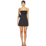 By Kul Design KADIN SİYAH SATEN YAN DEKOLTEN ASKILI MİNİ ELBİSE Siyah-XS