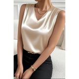 By Kul Design KADIN V YAKA SATEN BLUZ - (xl)