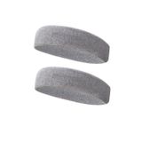 By Leon 1982 2 Adet Sporcu Havlu Kafa Bandı, Alın Ter Bandı Headband Gri