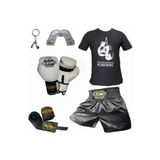 By Leon 1982 Boks Eldiveni Ground Leon Kick Boks Şortu Tişört Bandaj Dişlik Seti