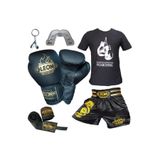 By Leon 1982 Boks Eldiveni, Kick Boks Şortu, Tişört, Bandaj, Dişlik Seti, Siyah, M Beden
