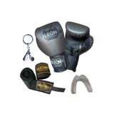 By Leon 1982 Leon Blade Training Boks Eldiveni, Bandaj, Dişlik ve Anahtarlık Seti, Antrasit, 8 oz