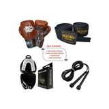 By Leon 1982 Leon Blade Training Boks, Kick Boks ve Muay Thai Eldiveni, 3,5 Metre Bandaj, Dişlik ve Atlama İpi Seti, 8 oz, Kahverengi