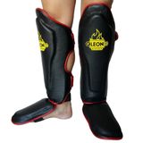 By Leon 1982 Solid Muay Thai ve Kick Boks Ayak ve Kaval Koruyucu Siyah (Siyah, S)