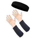 By Leon 1982 Sporcu Havlu Bandana Headband, Alın Ter Bandı, 2 Adet Uzun Basketbol Tenis Futbol Havlu Bileklik, Siyah