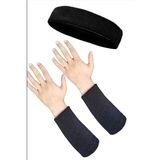 By Leon 1982 Sporcu Havlu Bandana Headband ve 2 Adet Uzun Basketbol Tenis Futbol Için - Siyah - Standart
