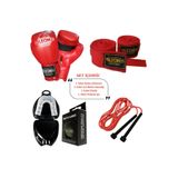 By Leon 1982 Training Set Blade Boks Eldiveni, Bandaj, Dişlik ve Anahtarlık Seti, Kırmızı, 10 oz