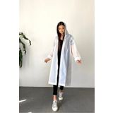 By Marine BYMMRC881R02 Beyaz Çıtçıtlı Eva Kapüşonlu Unisex Yağmurluk