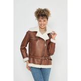 By Marki Marki Deri ve Kürk Kadın Kaban - 77 Cm, Taba Rengi, Kemerli, Oversize - 106322 - 3XL