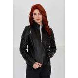 By Marki Marki Kadın Deri Mont Fit Hakim Yaka 102822 - Siyah - XS