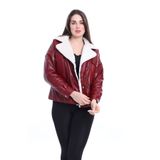 By Marki Marki Kadın Hakiki Deri Mont Bordo Içi Kürklü Kürkü Beyaz Kürk Mont Deri Ceket 111422