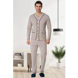 By Mecit Pijama Erkek Önden Düğmeli Mevsimlik Büyük Beden Pijama Takımı %100 Pamuk