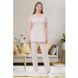 By Mecit Pijama Hamile Lohusa Güpür Detaylı Kısa Kollu Pijama Takımı Pijama %75 Pamuk %25 Viskon