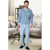 By Mecit Pijama Mecit 2766 Mavi Kışlık Büyük Beden Erkek Pijama Takımı - 2XL