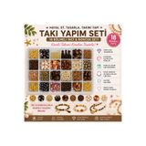 By MO Accessories Karamel Kahverengi 24 Bölmeli Boncuklarla Takı Yapma Seti – Kahve, Krem & Gold Tonları