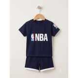 By Murat Baby Efemkids Nba Baskılı 2'li Alt-Üst Takım Tişört+Şort Bebek Takım 2-5 Yaş Arası Takım Esnek Rahat - 2 Yaş - Lacivert