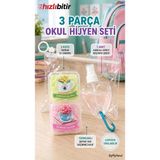 By My Hand Bymyhand 3 Parça Okul Hijyen Seti – 2 Yaprak Sabun, 1 Kancalı Sprey Kolonya Şişesi ve Şeffaf Fermuarlı Kılıf.