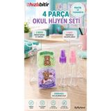 By My Hand Bymyhand 4 Parça Okul Hijyen Seti – 2 Yaprak Sabun, 2 Sprey Kolonya Şişesi ve Şeffaf Fermuarlı Kılıf (Karışık Renk)